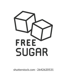 Free sugar, icon in line design. Sugar-free, no-sugar, diet, diabetes, healthy, sweetener, label on white background vector. Free sugar, editable stroke icon