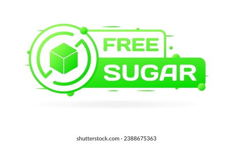 Free sugar sign. Flat, green, sugar icon, free sugar sign. Vector icon