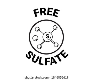 Free sulfate icon. chemical model sls. vector sign. back and white logo