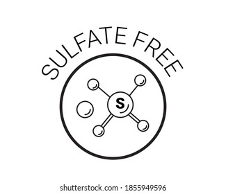 Free sulfate icon. chemical model sls. vector sign. back and white logo