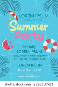 Free summer party vertical flat vector poster template