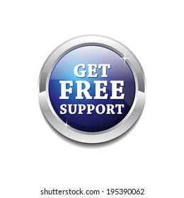 Free Support Glossy Shiny Circular Vector Button