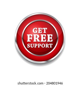 Free Support Glossy Shiny Circular Vector Button