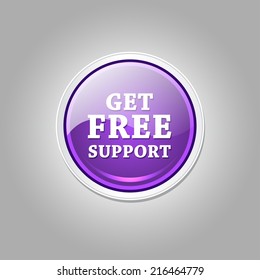 Free Support Glossy Shiny Circular Vector Button