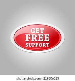 Free Support Glossy Shiny Circular Vector Button