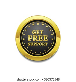 Free Support Glossy Shiny Circular Vector Button