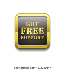Free Support Glossy Shiny Square Vector Button