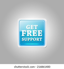 Free Support Glossy Shiny Square Vector Button