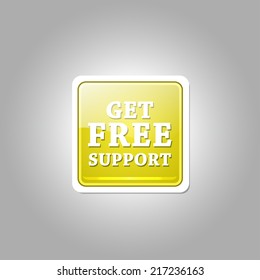 Free Support Glossy Shiny Square Vector Button