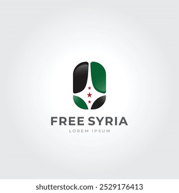 Free SYRIA logo design with Syrian Revolution flag and Damascian Sowrd - Vector