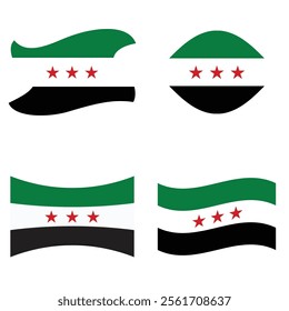 Free Syrian Revolution Flag Variations – Editable Vector Designs with Patriotic Colors and Styles - Offical Flag