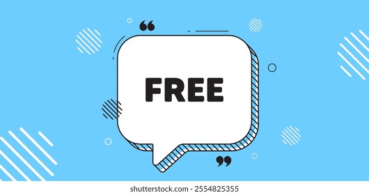 Free tag. Chat speech bubble banner. Special offer sign. Sale promotion symbol. Free chat message. Speech bubble blue banner. Text balloon. Vector