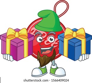 Free tag christmas cartoon Character mascot with bring two gifts