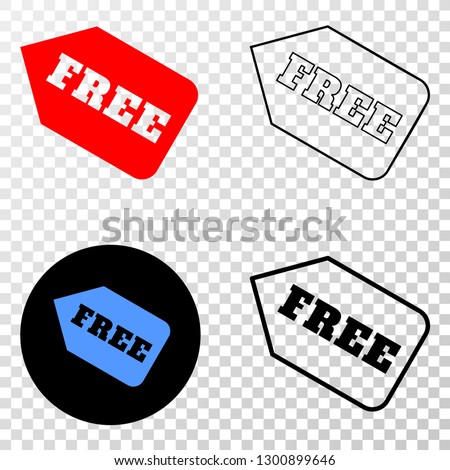 Free tag EPS vector pictogram with contour, black and colored versions. Illustration style is flat iconic symbol on chess transparent background.