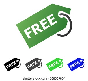 Free Tag flat vector pictogram. Colored free tag gradiented, gray, black, blue, green icon versions. Flat icon style for application design.