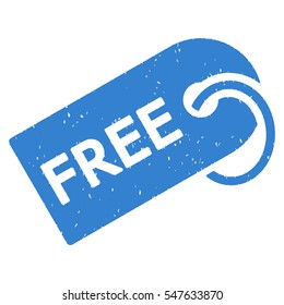 Free Tag grainy textured icon for overlay watermark stamps. Flat symbol with dirty texture. Dotted vector cobalt ink rubber seal stamp with grunge design on a white background.