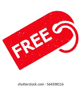 Free Tag grainy textured icon for overlay watermark stamps. Flat symbol with scratched texture. Dotted vector red ink rubber seal stamp with grunge design on a white background.