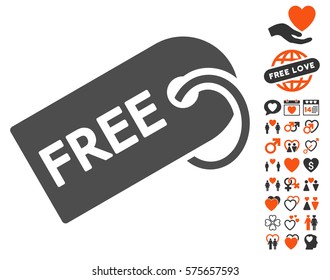 Free Tag icon with bonus valentine icon set. Vector illustration style is flat iconic elements for web design, app user interfaces.