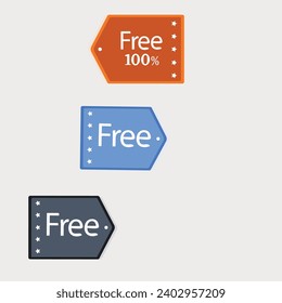 Free tag icon from Business Bicolor Set. This flat vector symbol uses red, blue and gray colors, rounded corners, and is accompanied by a star decorat