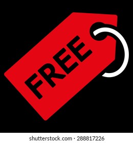 Free tag icon from Business Bicolor Set. This flat vector symbol uses red and white colors, rounded angles, and isolated on a black background.