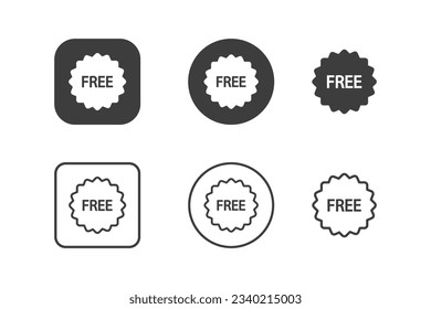 diseño de icono de etiqueta libre 6 variaciones. Aislado sobre fondo blanco.