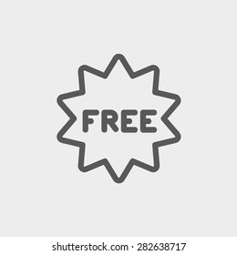 Línea delgada de icono de etiqueta gratis para web y móvil, moderno diseño minimalista plano. Icono vector de gris oscuro sobre fondo gris claro.