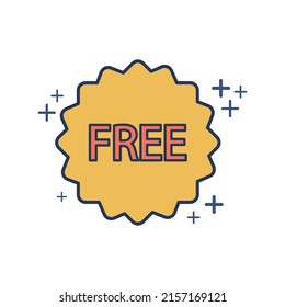 Free tag icon vector illustration glyph style design with color and plus sign. Isolated on white background.