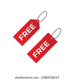 Free Tag icon. Vector illustration style is flat iconic symbol, red color, transparent background. Designed for web and software interfaces.