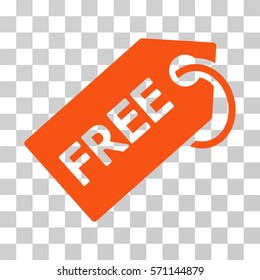 Free Tag icon. Vector illustration style is flat iconic symbol, orange color, transparent background. Designed for web and software interfaces.