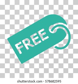 Free Tag icon. Vector illustration style is flat iconic symbol, cyan color, transparent background. Designed for web and software interfaces.