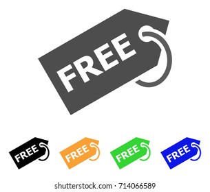 Free Tag icon. Vector illustration style is a flat iconic free tag symbol with black, grey, green, blue, yellow color versions. Designed for web and software interfaces.