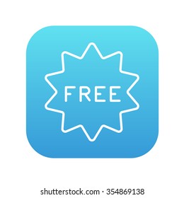 Free tag line icon for web, mobile and infographics. Vector white icon on the blue gradient square with rounded corners isolated on white background.