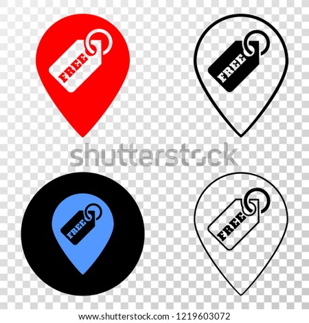 Free tag marker EPS vector pictograph with contour, black and colored versions. Illustration style is flat iconic symbol on chess transparent background.