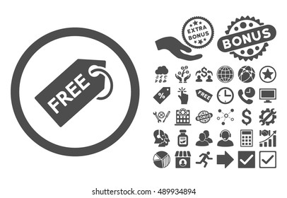 Free Tag pictograph with bonus pictures. Vector illustration style is flat iconic symbols, gray color, white background.