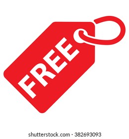 Free tag. Red color. Vector illustration.