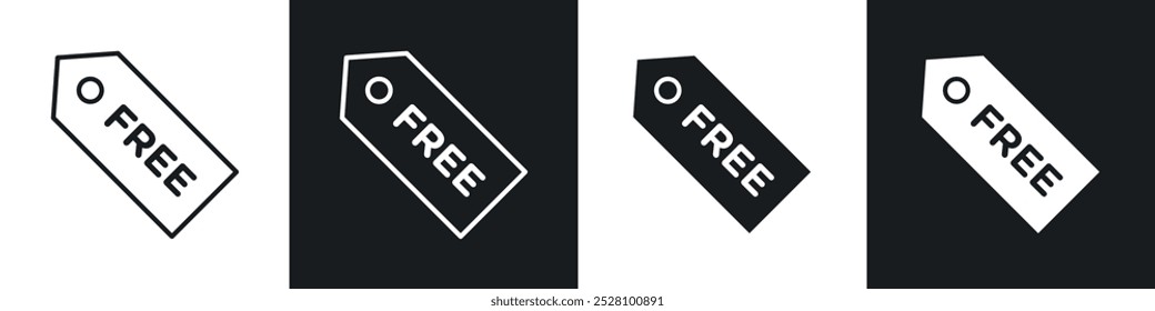 Conjunto de iconos de Vector de etiqueta gratis en blanco y negro