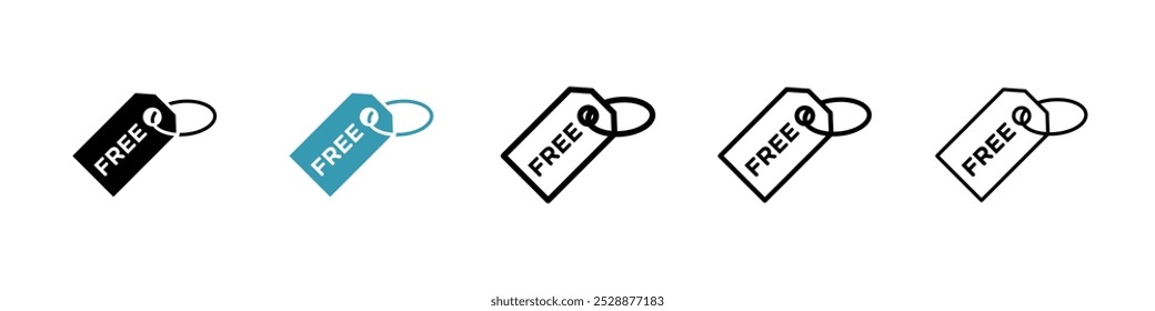 Free tag vector icon set in black and blue colors.