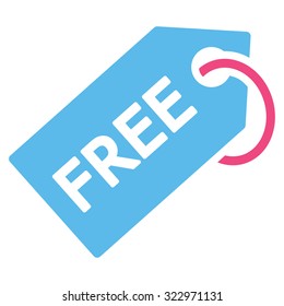 Free Tag vector icon. Style is bicolor flat symbol, pink and blue colors, rounded angles, white background.