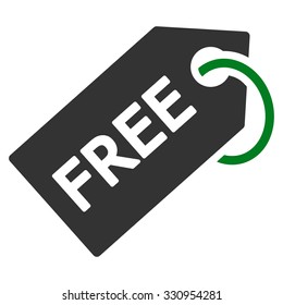 Free Tag vector icon. Style is bicolor flat symbol, green and gray colors, rounded angles, white background.
