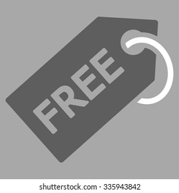 Free Tag vector icon. Style is bicolor flat symbol, dark gray and white colors, rounded angles, silver background.