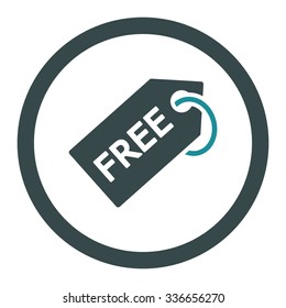 Free Tag vector icon. Style is bicolor flat rounded symbol, soft blue colors, rounded angles, white background.