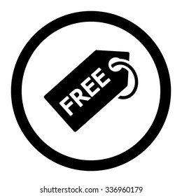 Free Tag vector icon. Style is flat rounded symbol, black color, rounded angles, white background.