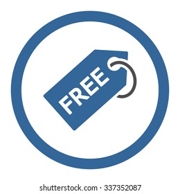 Free Tag vector icon. Style is bicolor flat rounded symbol, cobalt and gray colors, rounded angles, white background.