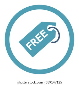 Free Tag vector icon. Style is bicolor flat rounded symbol, cyan and blue colors, rounded angles, white background.