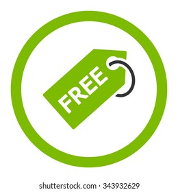 Free Tag vector icon. Style is bicolor flat rounded symbol, eco green and gray colors, rounded angles, white background.