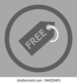 Free Tag vector icon. Style is bicolor flat rounded symbol, dark gray and white colors, rounded angles, silver background.