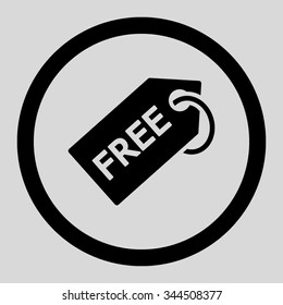 Free Tag vector icon. Style is flat rounded symbol, black color, rounded angles, light gray background.