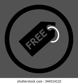 Free Tag vector icon. Style is bicolor flat rounded symbol, black and white colors, rounded angles, gray background.