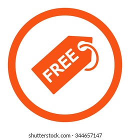 Free Tag vector icon. Style is flat rounded symbol, orange color, rounded angles, white background.