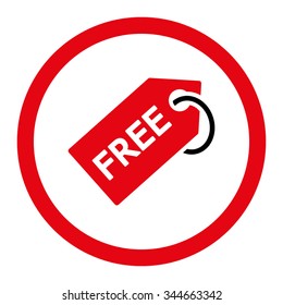 Free Tag vector icon. Style is bicolor flat rounded symbol, intensive red and black colors, rounded angles, white background.